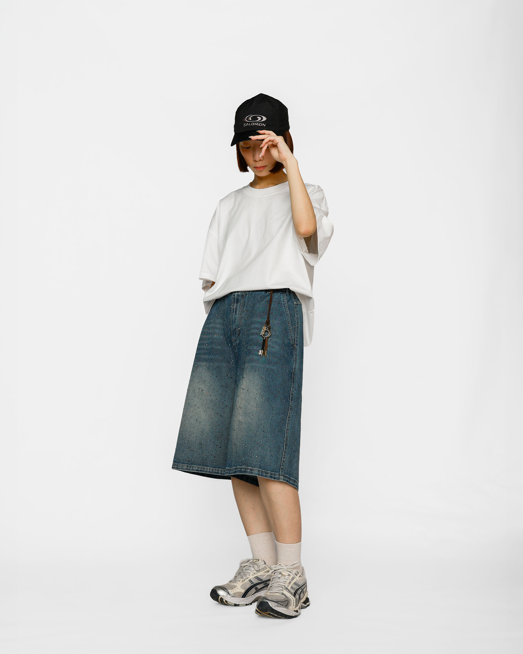 黑鑽寬短牛仔褲 Black Strass Denim SS-025