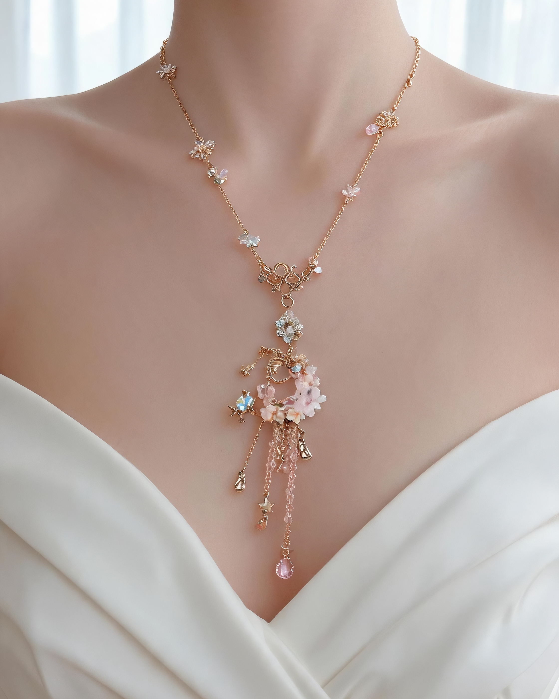 Dream Keeper Floral Moon Lace 2-Way Convertible Choker Necklace