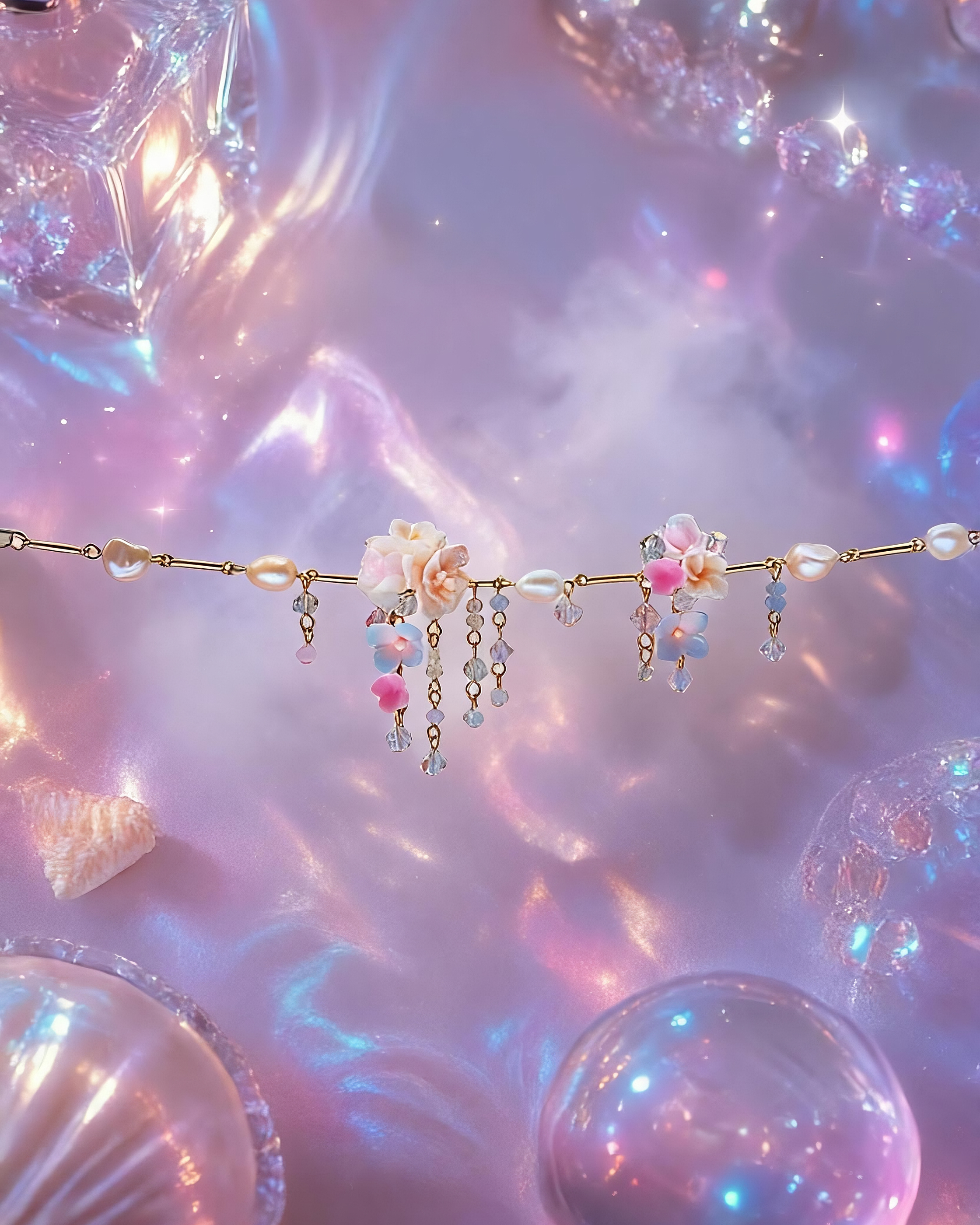 Floral Dream Freshwater Pearl & Crystal Bracelet