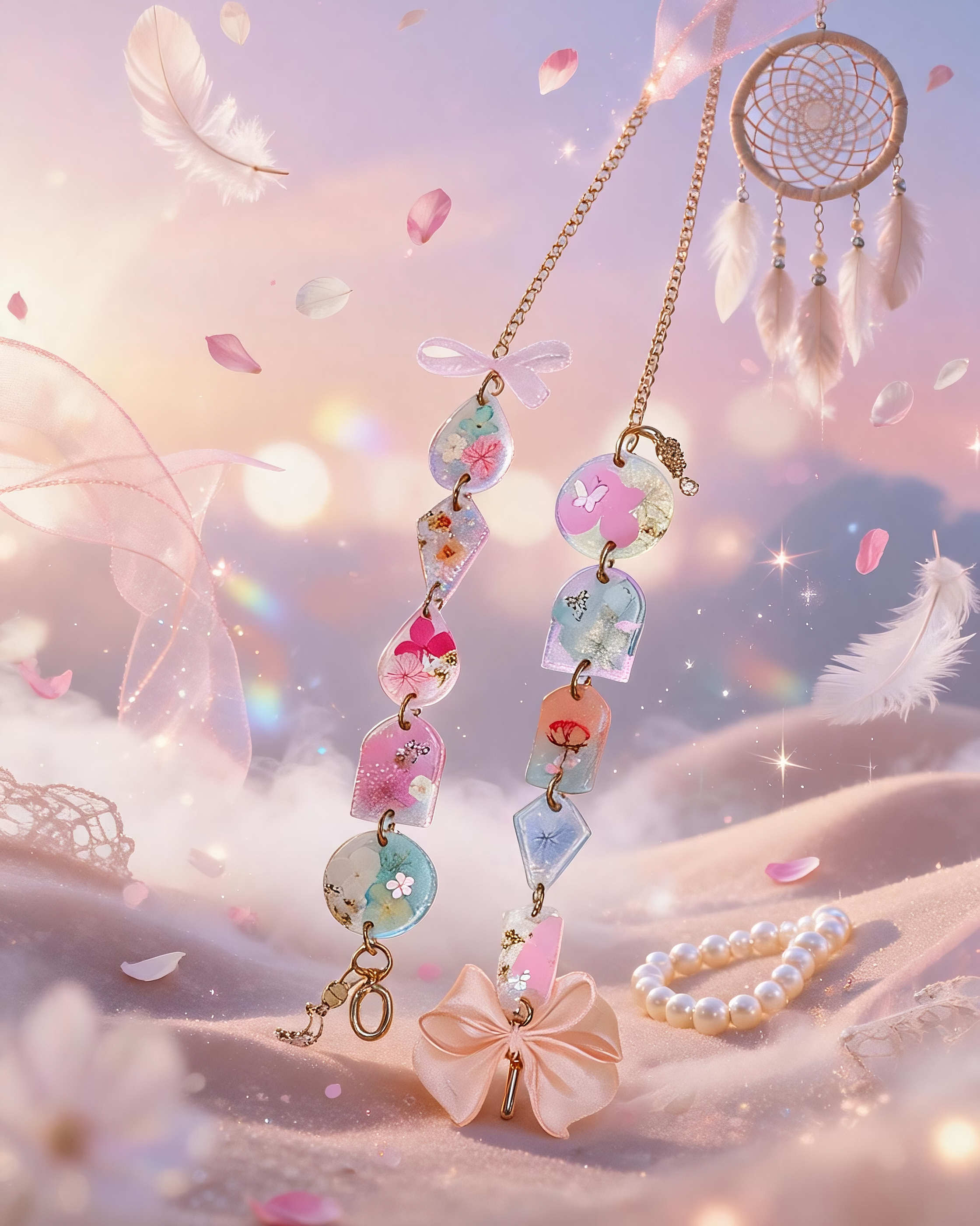Dual-Tone Floral Dream Pressed Flower Phone Strap