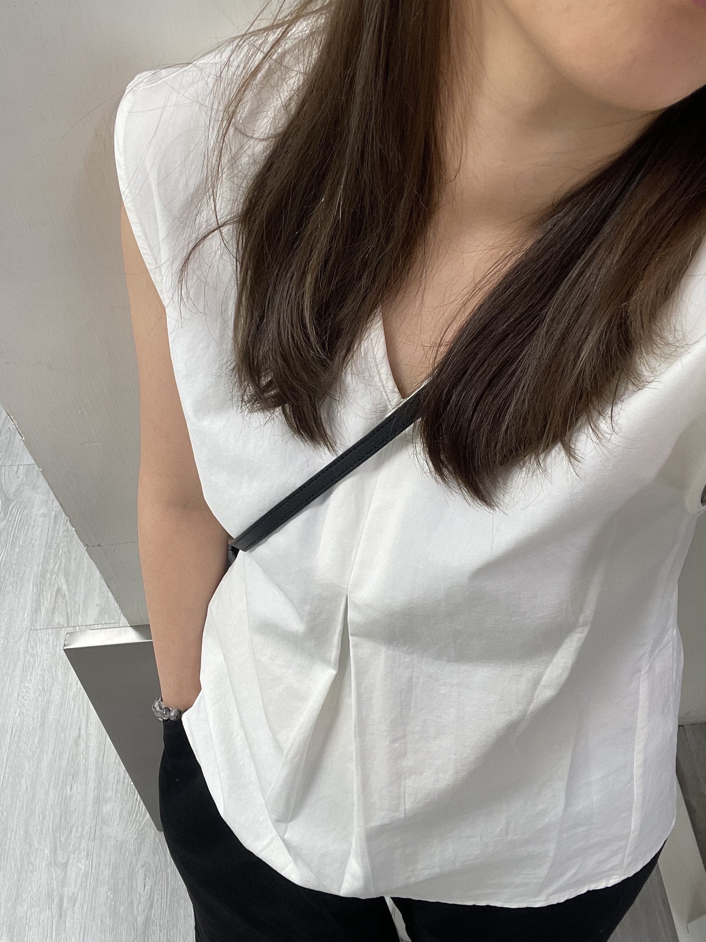 0212398a/韓國麻棉布料厚身開闊腰背心　39/40/25