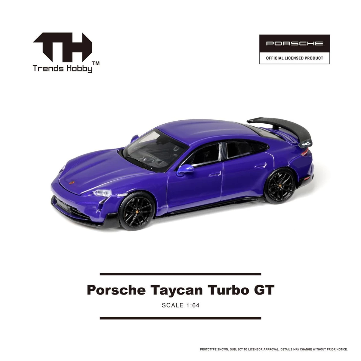 Trends Hobby Diecast 1/64 Porsche Taycan Turbo GT 紫色