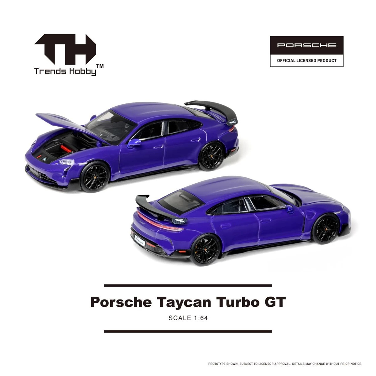 Trends Hobby Diecast 1/64 Porsche Taycan Turbo GT 紫色