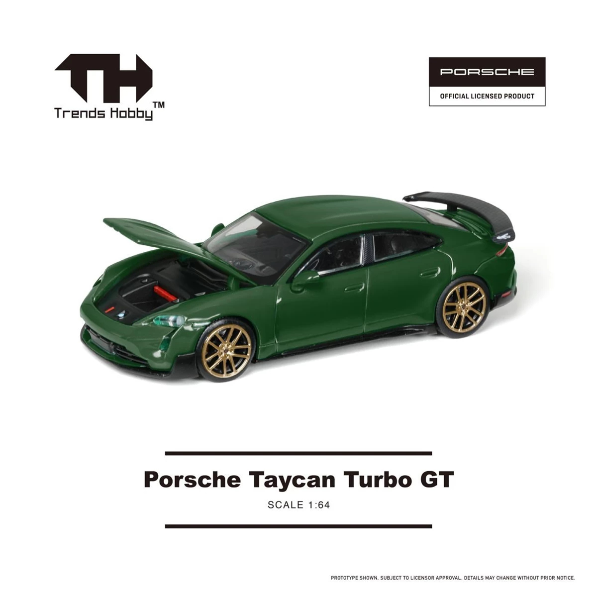 Trends Hobby Diecast 1/64 Porsche Taycan Turbo GT 綠色