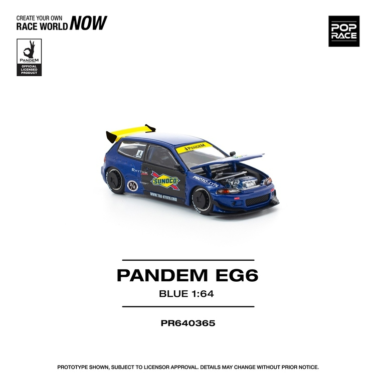 POP RACE 1/64 PANDEM CIVIC EG6 藍／黑配色