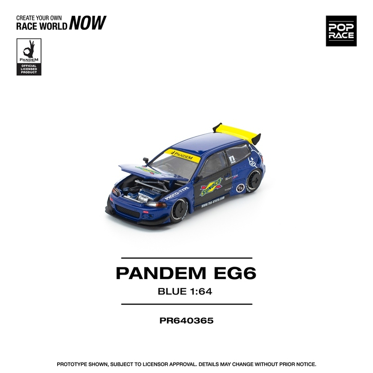 POP RACE 1/64 PANDEM CIVIC EG6 藍／黑配色