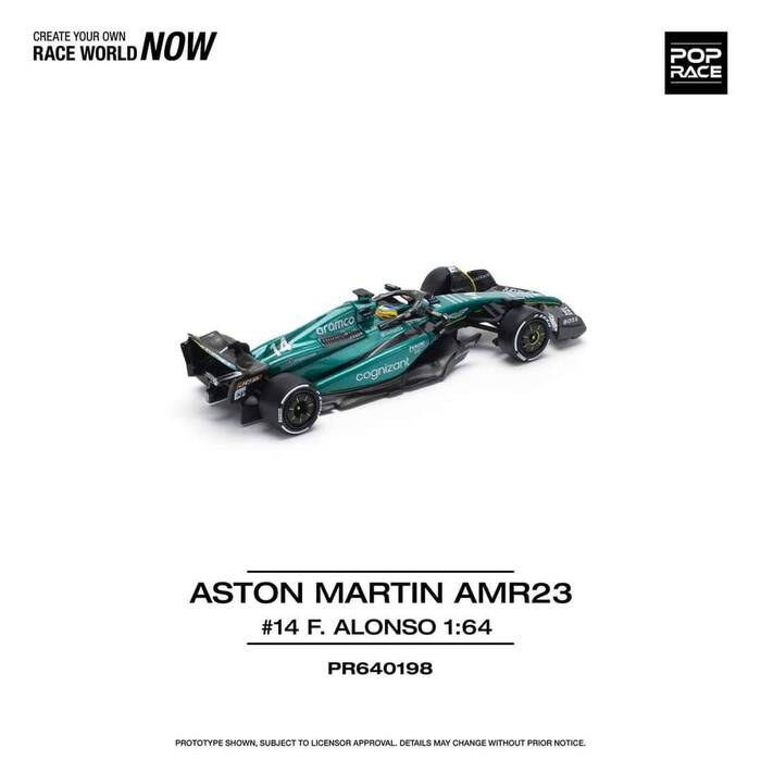 POP RACE 1/64 ASTON MARTIN AMR23 F1 #14 F. Alonso