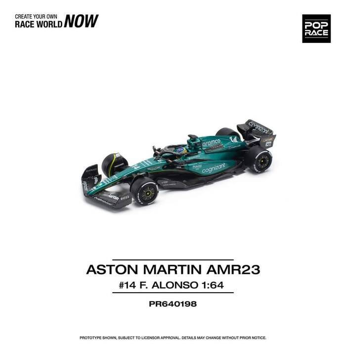 POP RACE 1/64 ASTON MARTIN AMR23 F1 #14 F. Alonso