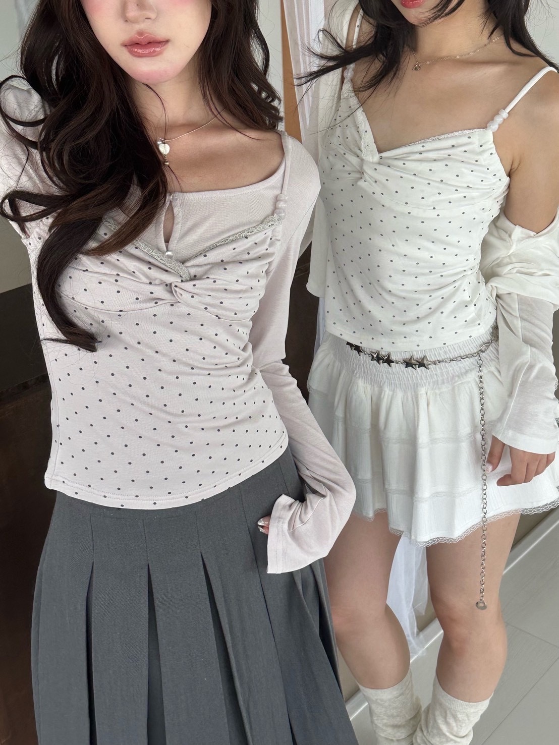 小罩衫+點點扭結背心