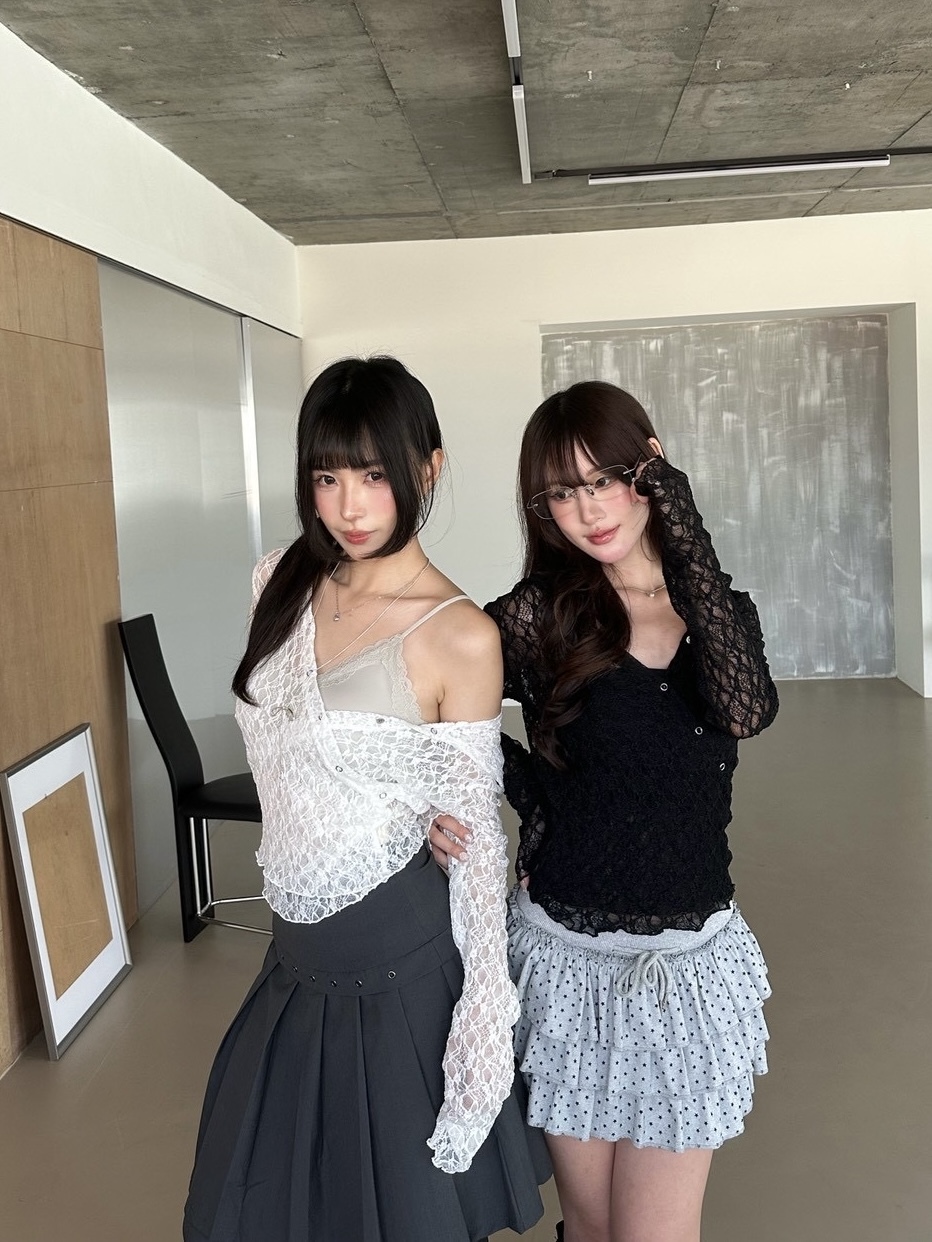 韓系蕾絲連帽兩穿設計上衣