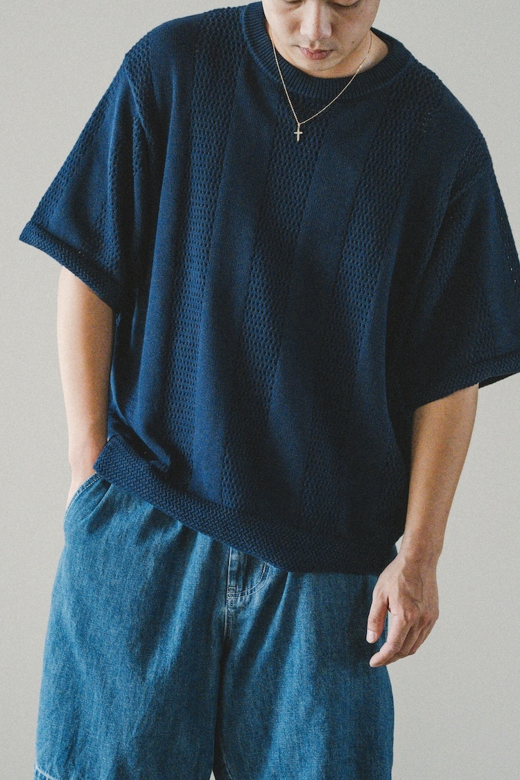 CentralPark.4PM - Crew Neck Knit Tee’26 - Blue
