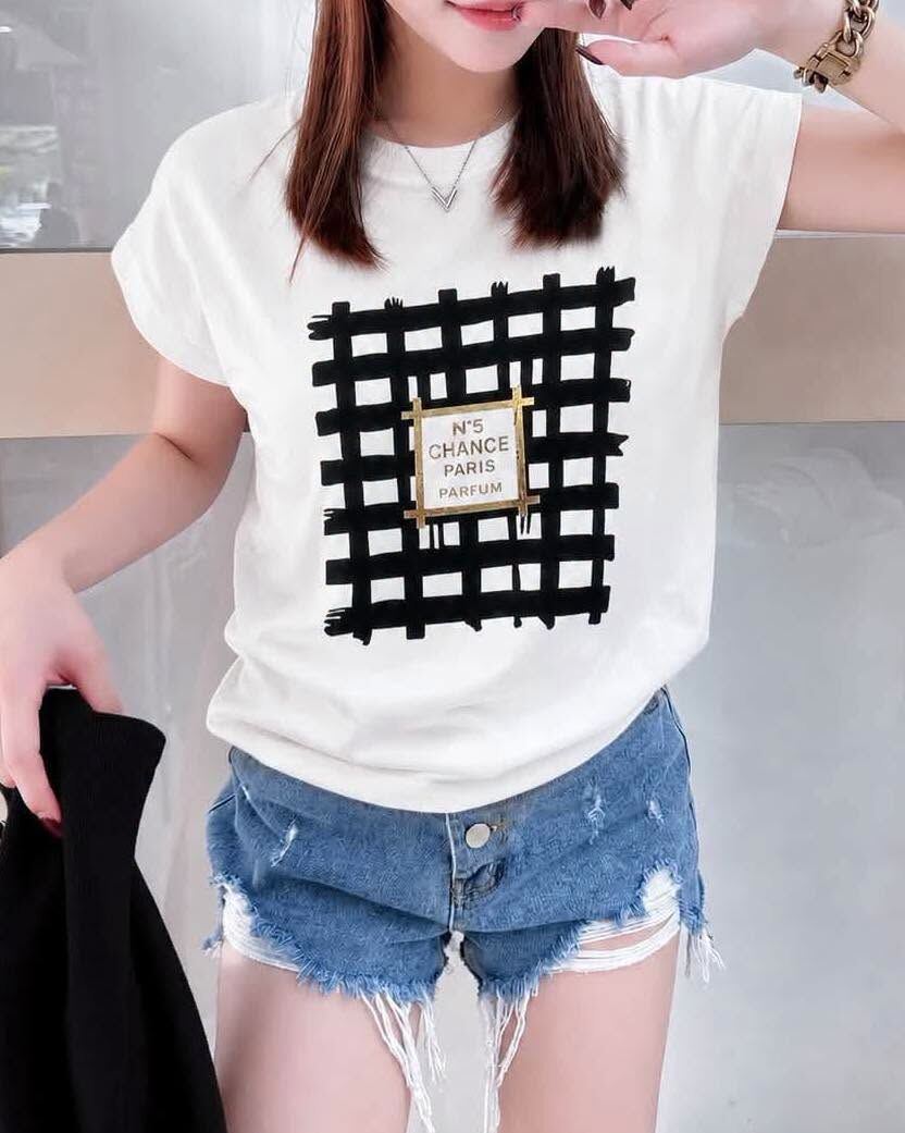 【質感小香風格紋設計棉tee】（現貨）