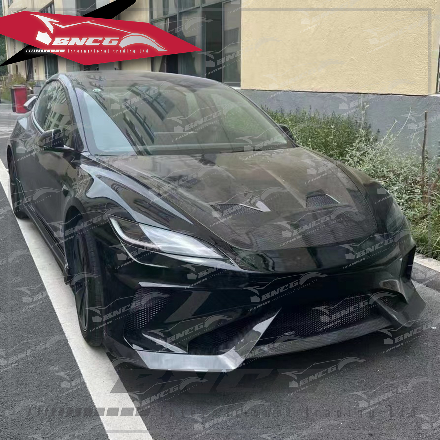 特斯拉 Tesla Highland Model3 改裝 碳纖維 FRP 外觀件 空力套件 Robot包圍 前後保桿 側裙 前置物蓋 尾翼