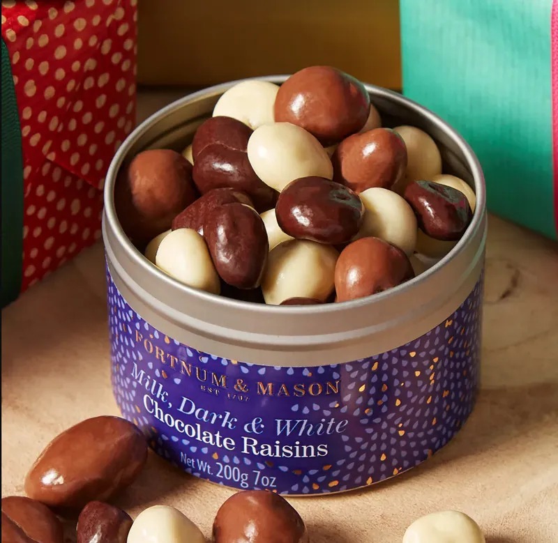 【預購】Fortnum & Mason H0715505 牛奶巧克力、黑巧克力和白巧克力葡萄乾 200g