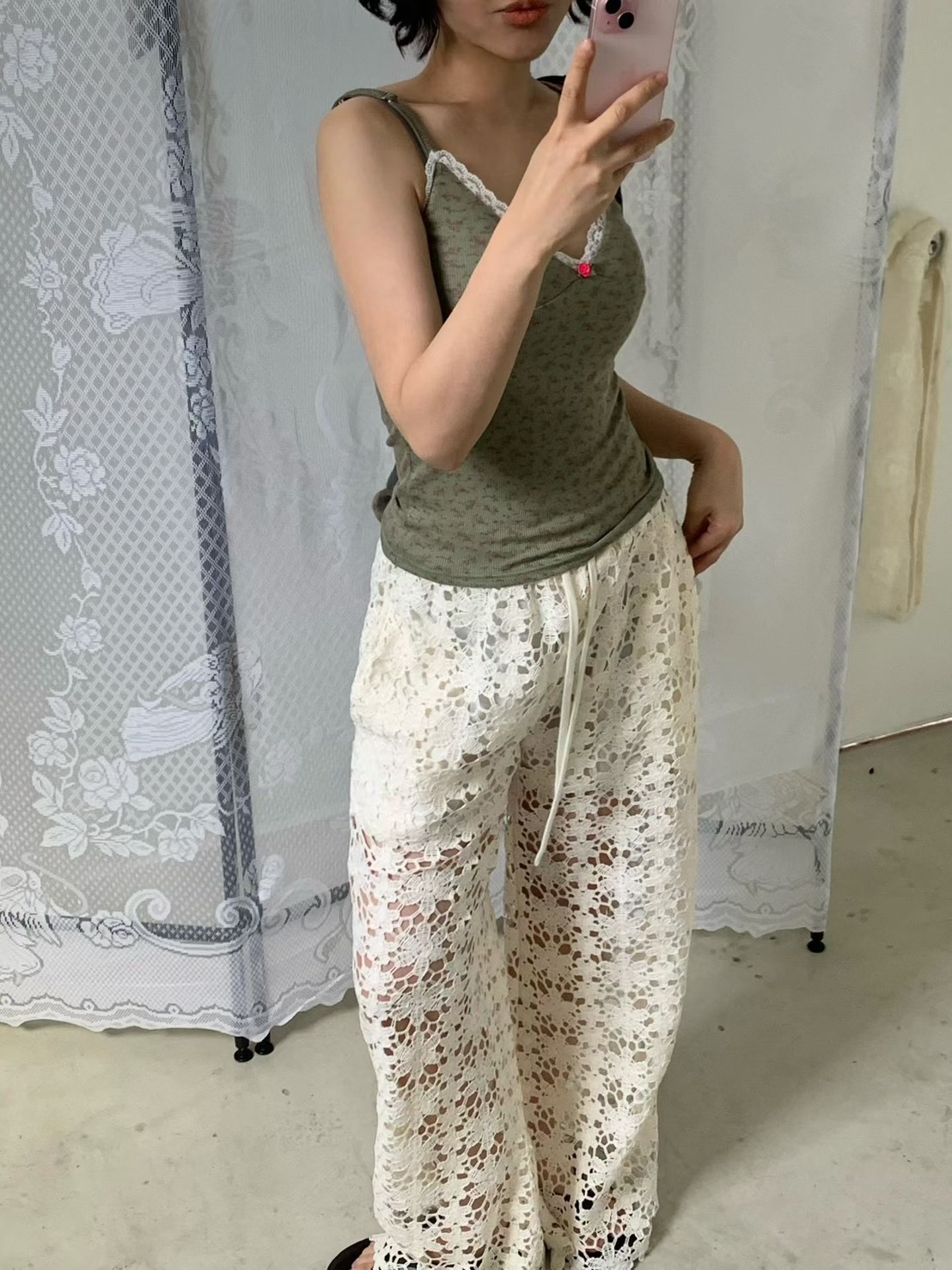 大花蕾絲長褲