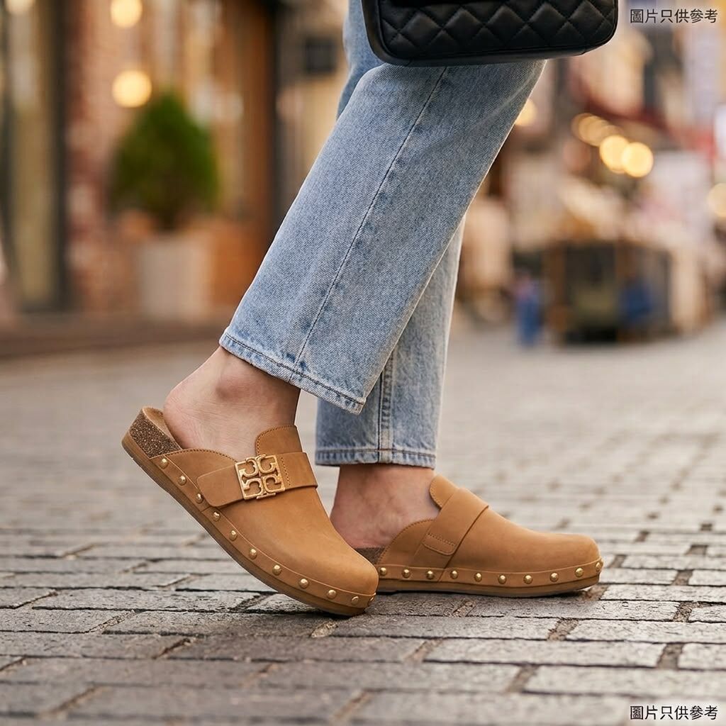【預購】Tory Burch H0715527 女士 Mellow 鉚釘穆勒鞋（焦糖色/金色）