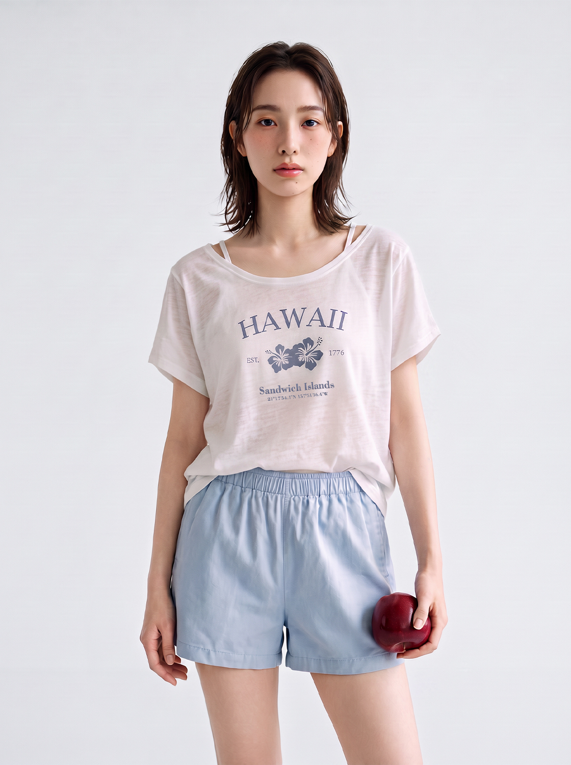 印花寬版上衣背心兩件組