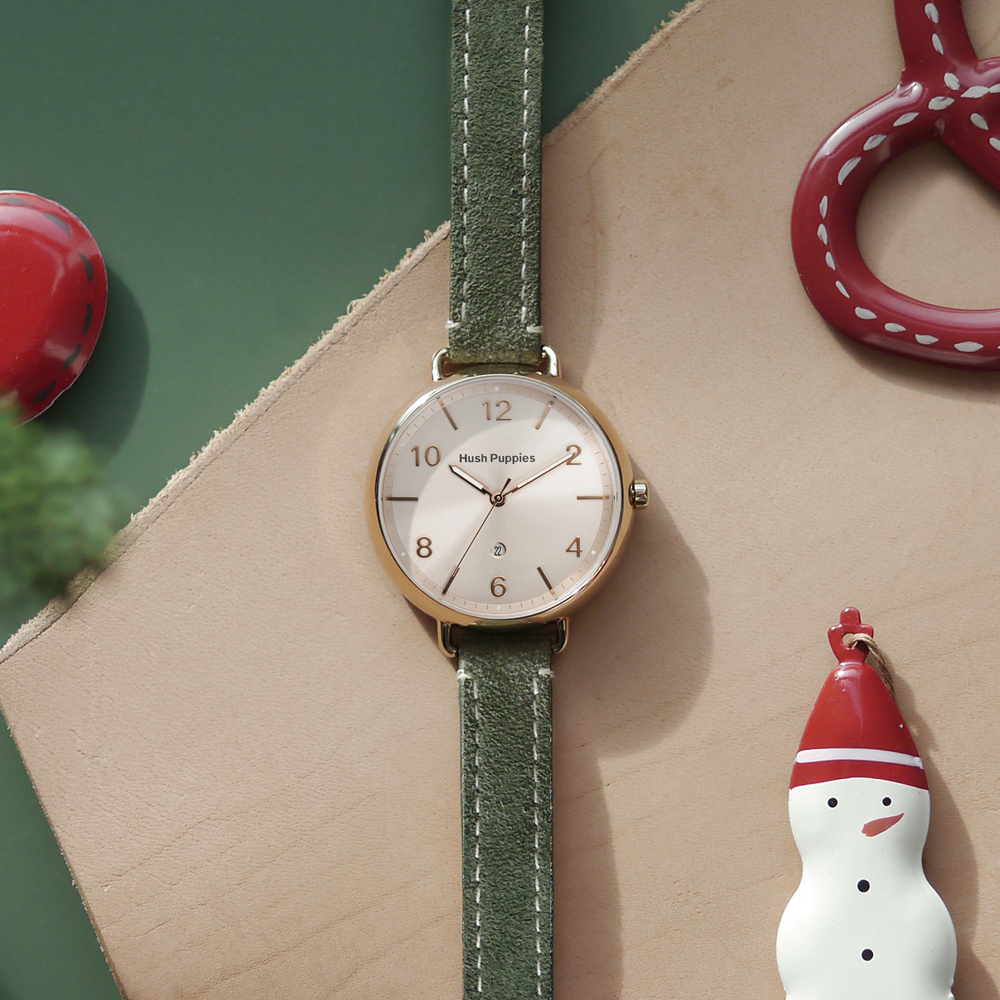Orbz / Frosted Suede Leather Date Watch