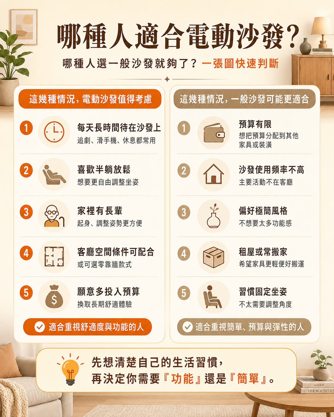 適合電動沙發或一般沙發？