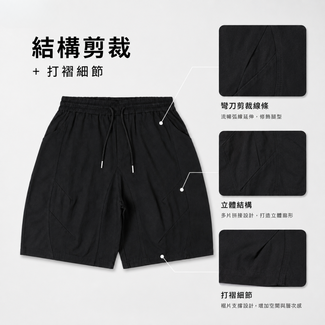 彎刀剪裁 氣球 寬鬆 短褲 【FUZY】- P202554
