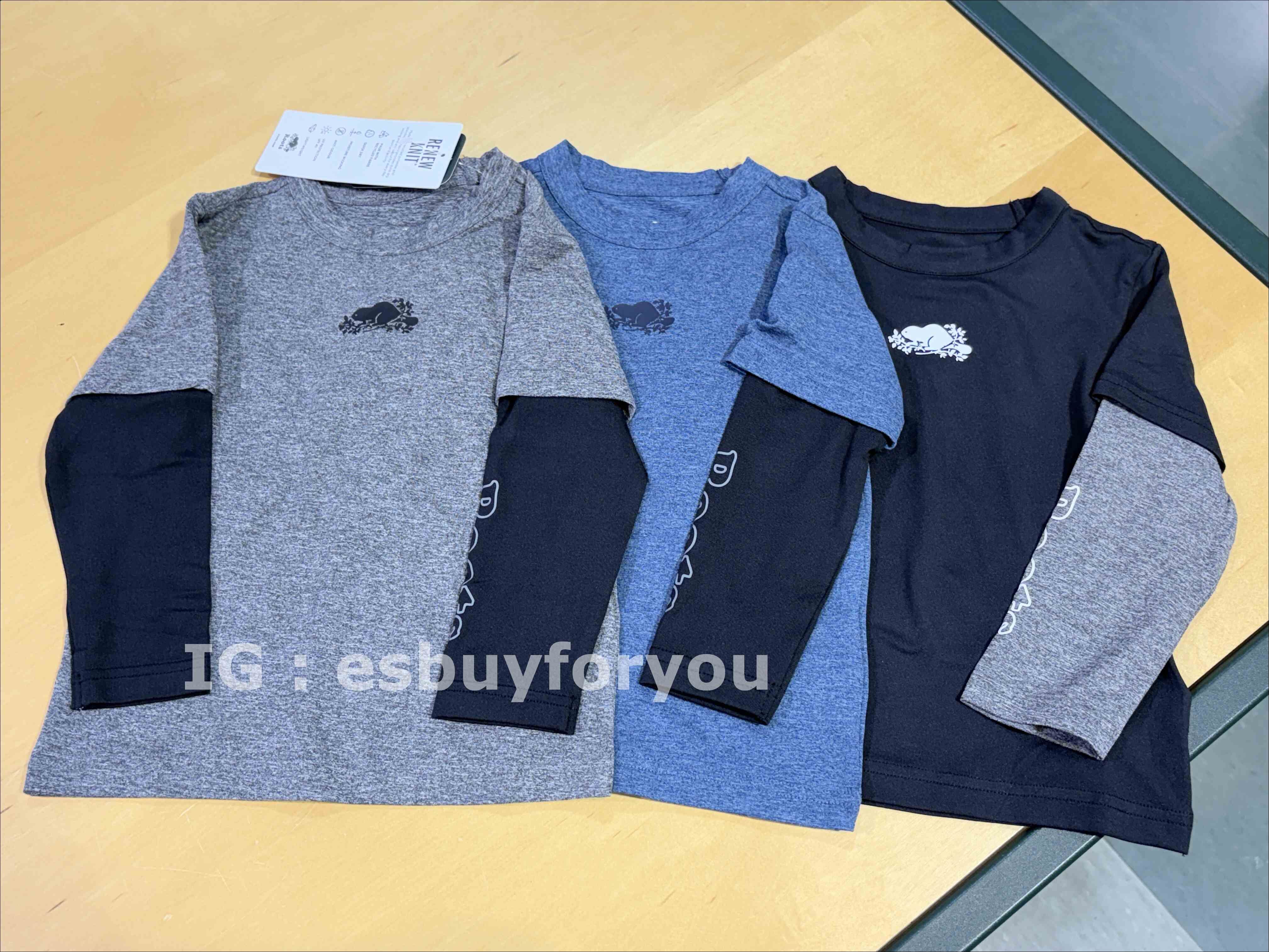 ROOTS 小童 Renew機能型 涼感 快乾 排汗 防曬抗UV 彈性材質 假兩件 長TEE (3色)