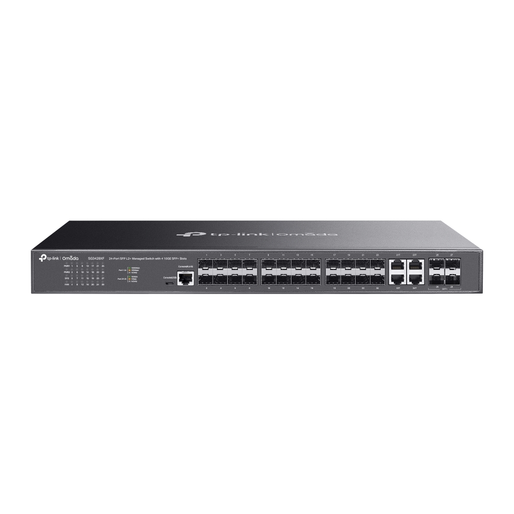 TP-Link TL-SG3428XF Omada 24-Port SFP L2+ 管理型交換器｜4個10GE SFP+ Slots