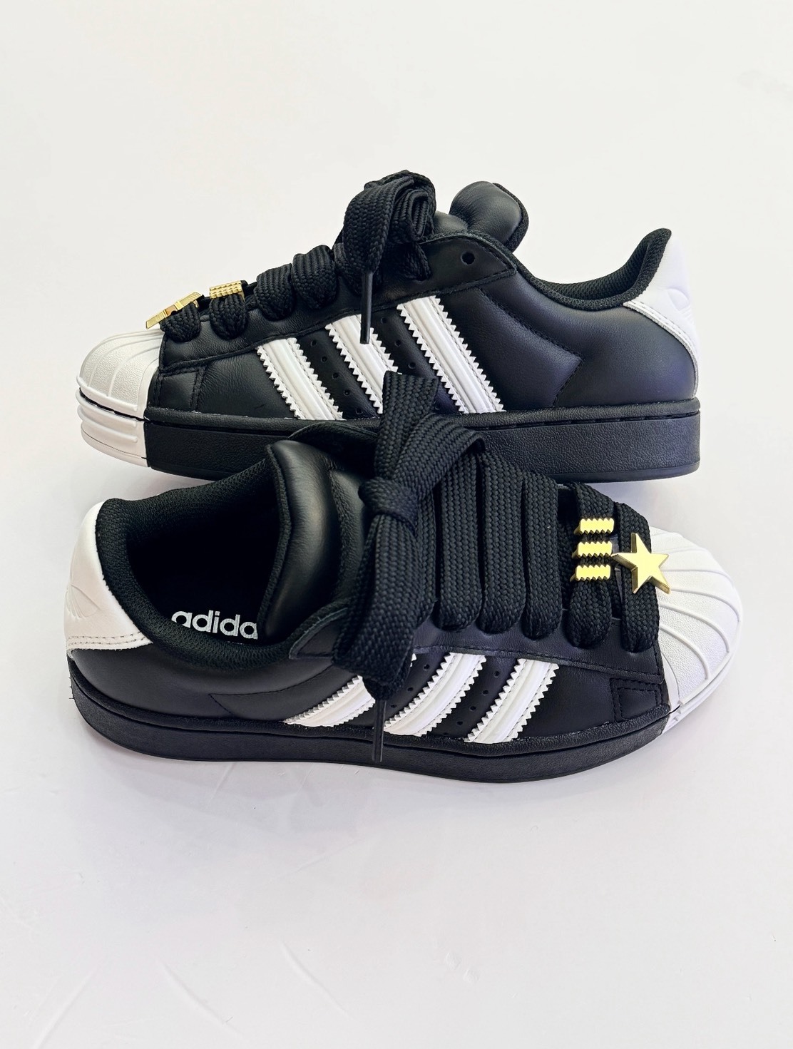 【預購】ADIDAS SUPERSTAR II ORIGINALS  星星 金扣 貝殼頭 皮革 星星 黑色 男女鞋 JR7444
