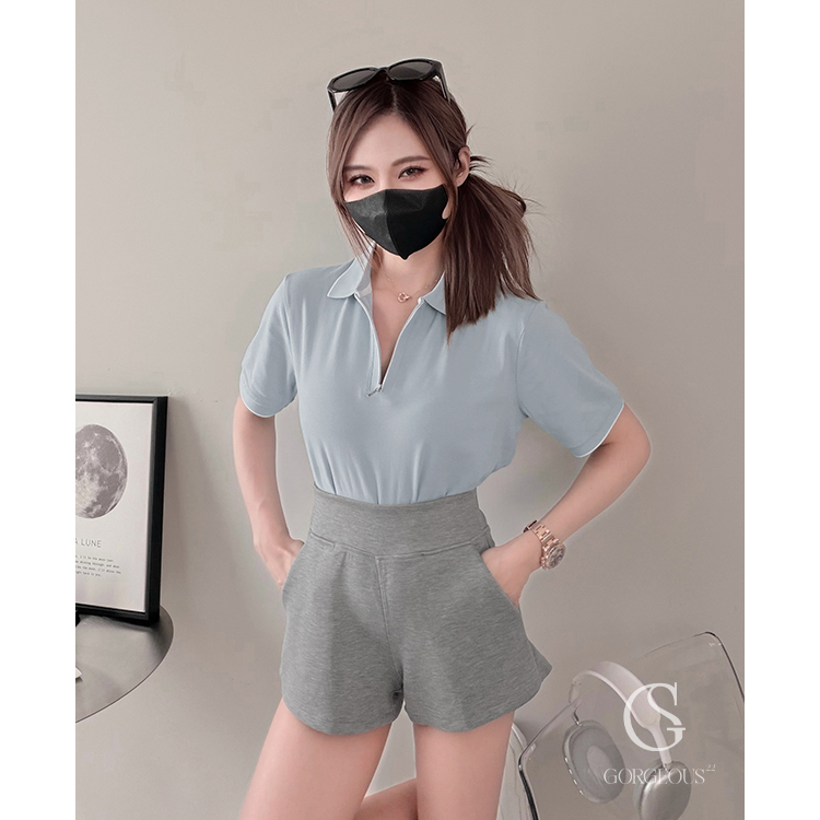 M68 「拉鍊拼色POLO TEE」