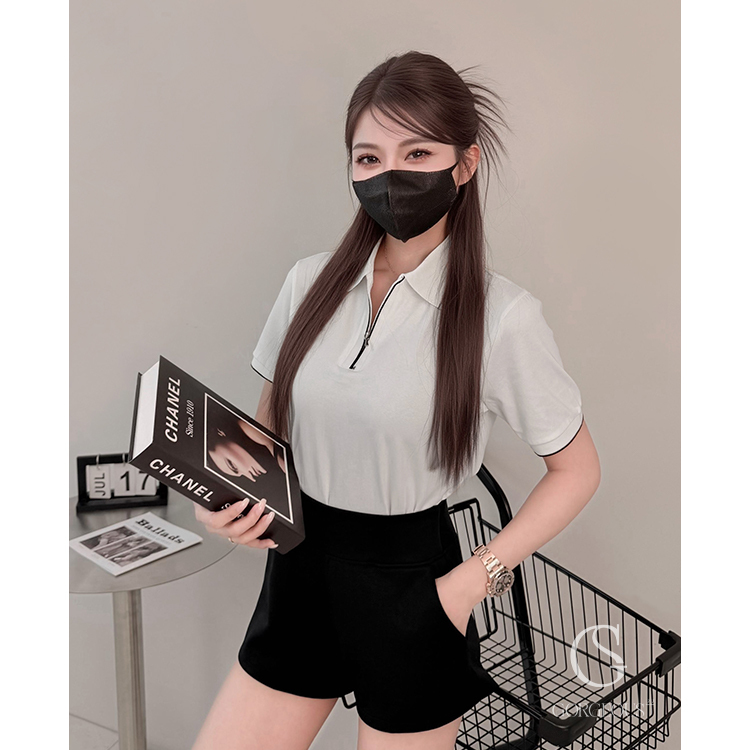 M68 「拉鍊拼色POLO TEE」