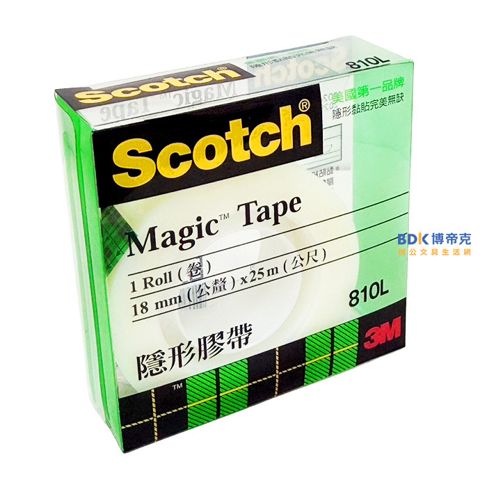 3M 台灣 Scotch 隱形膠帶 810(膠盒) 18mm x 25m
