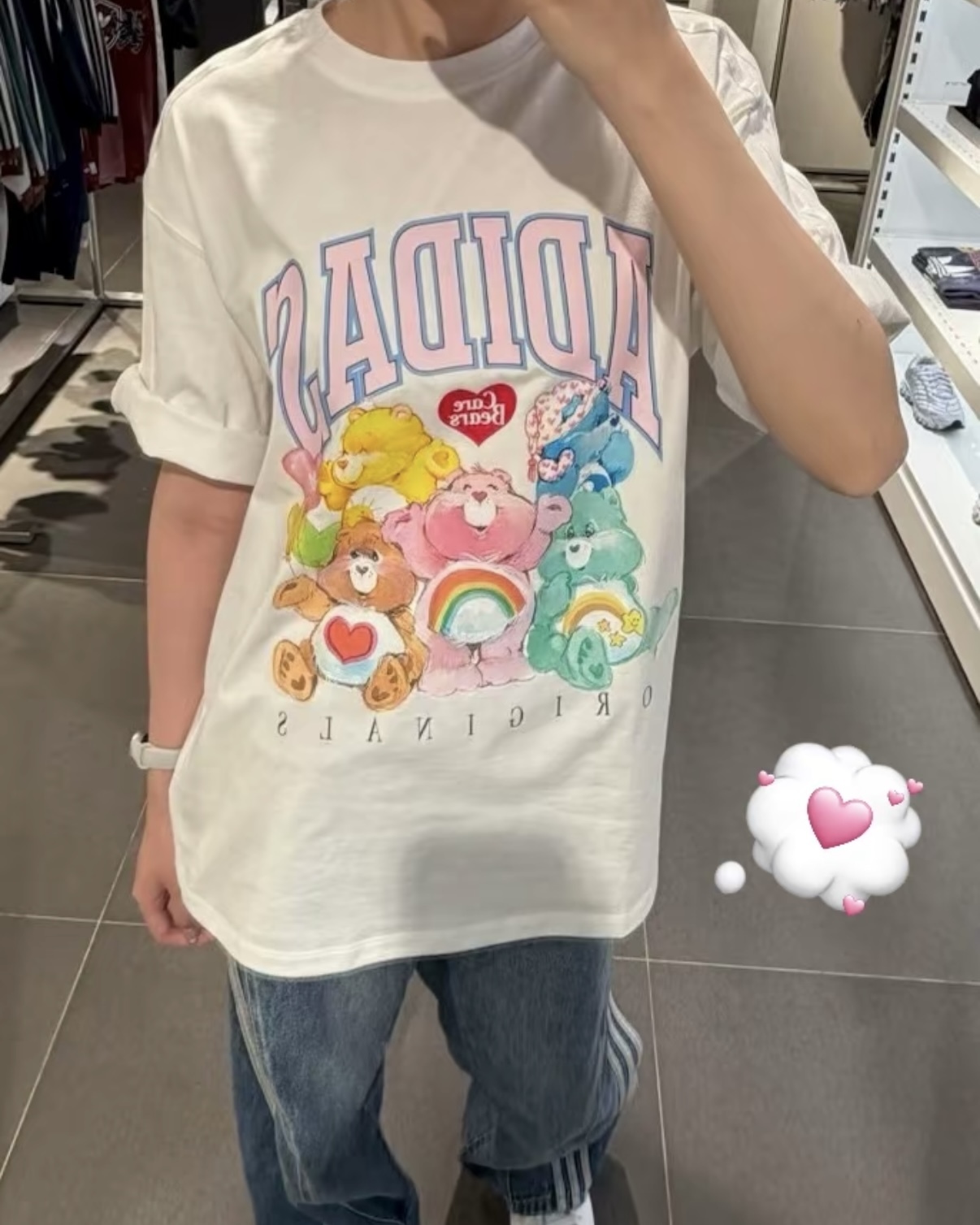 ADIDAS x CARE BEARS QS TEE 彩虹熊 聯名 落肩 Oversize 寬鬆 短袖 上衣