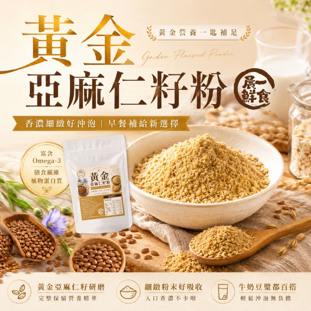 WSBB12256  黃金營養一匙補足×🥛香濃順口好沖泡 搭配燕麥🥣優格更美味!!【晨一鮮食】✨黃金亞麻仁籽粉200g（9月上旬）