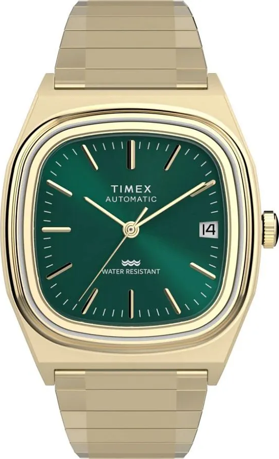 萬年鐘錶 - TIMEX 天美時   E-Line 復古方形伸縮錶帶機械錶 TW2Y67700 錶徑34MM