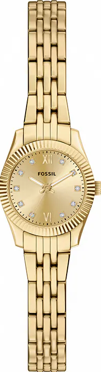 萬年鐘錶 - Fossil  Scarlette   金色都會晨曦不鏽鋼錶帶女錶 ES5474  錶徑20MM