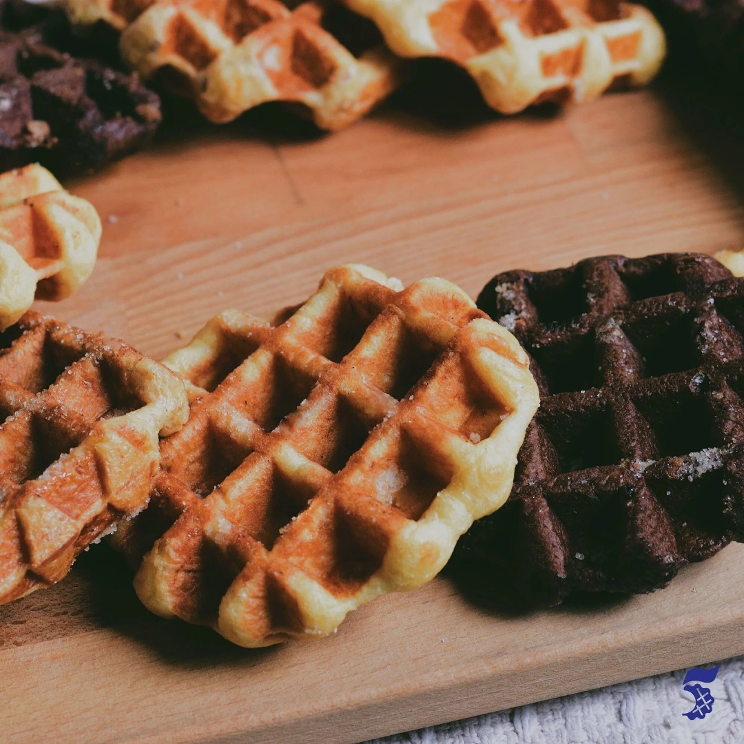 Authentic Belgian Liege waffle showing its chewy texture and caramelised exterior by Waffle5