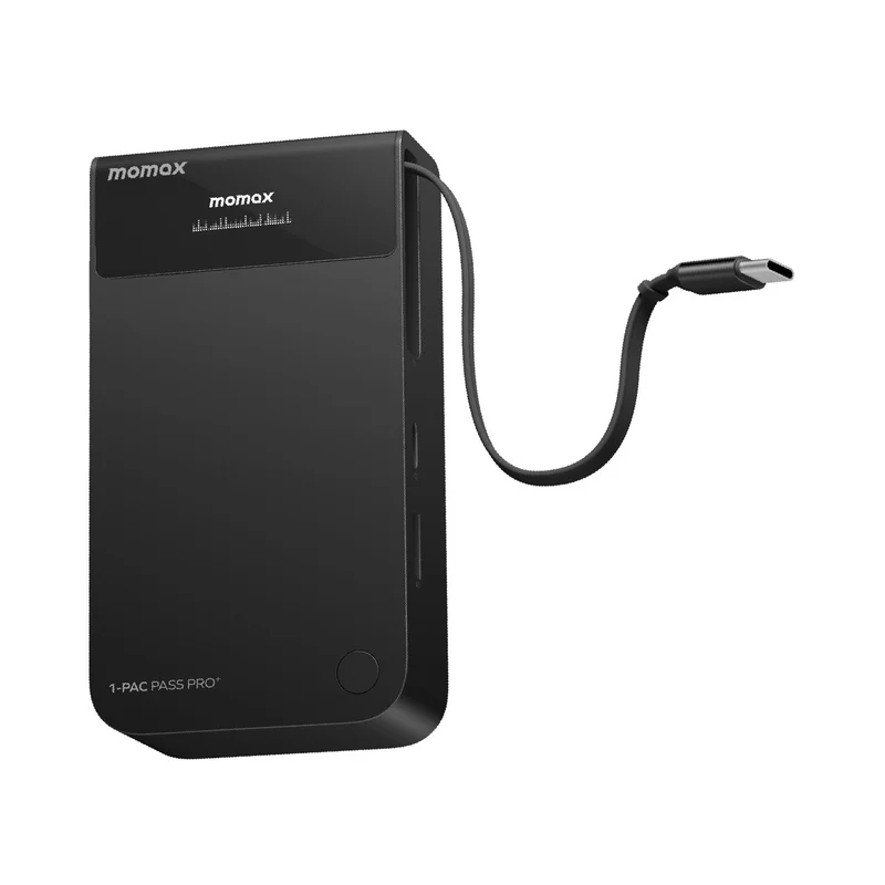Momax 1-Pac Pass Pro⁺ 10000mAh 3合1 內建伸縮充電線混合 GaN 流動電源 45W｜IP175