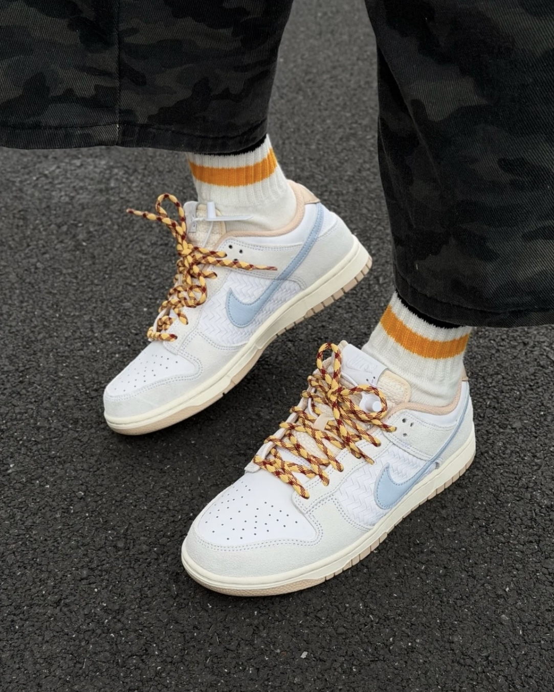 NIKE DUNK LOW RETRO SE STYLE 米白藍 編織 麂皮 皮革 男鞋