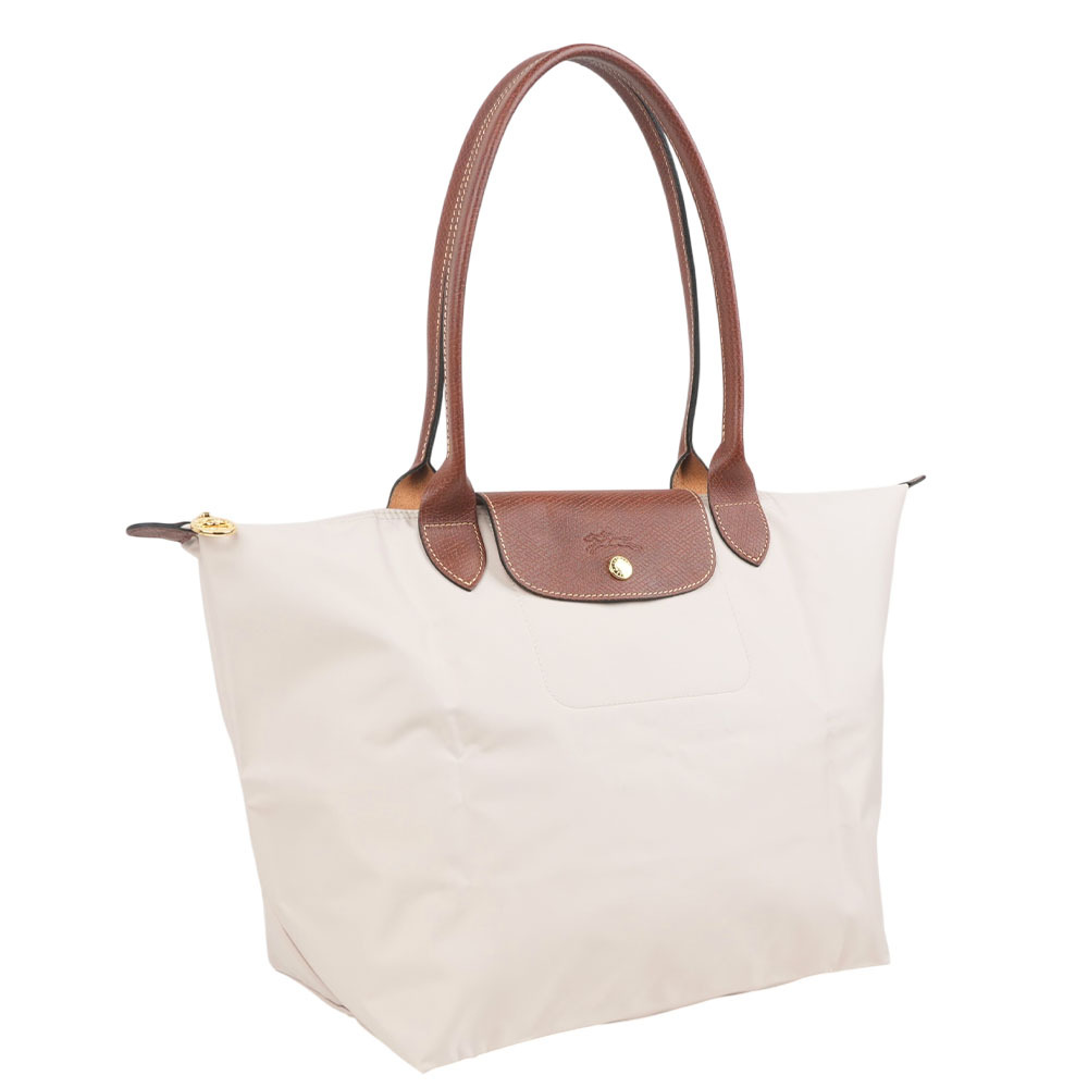 【Longchamp】L號長把LE PLIAGE摺疊水餃包(紙白色)