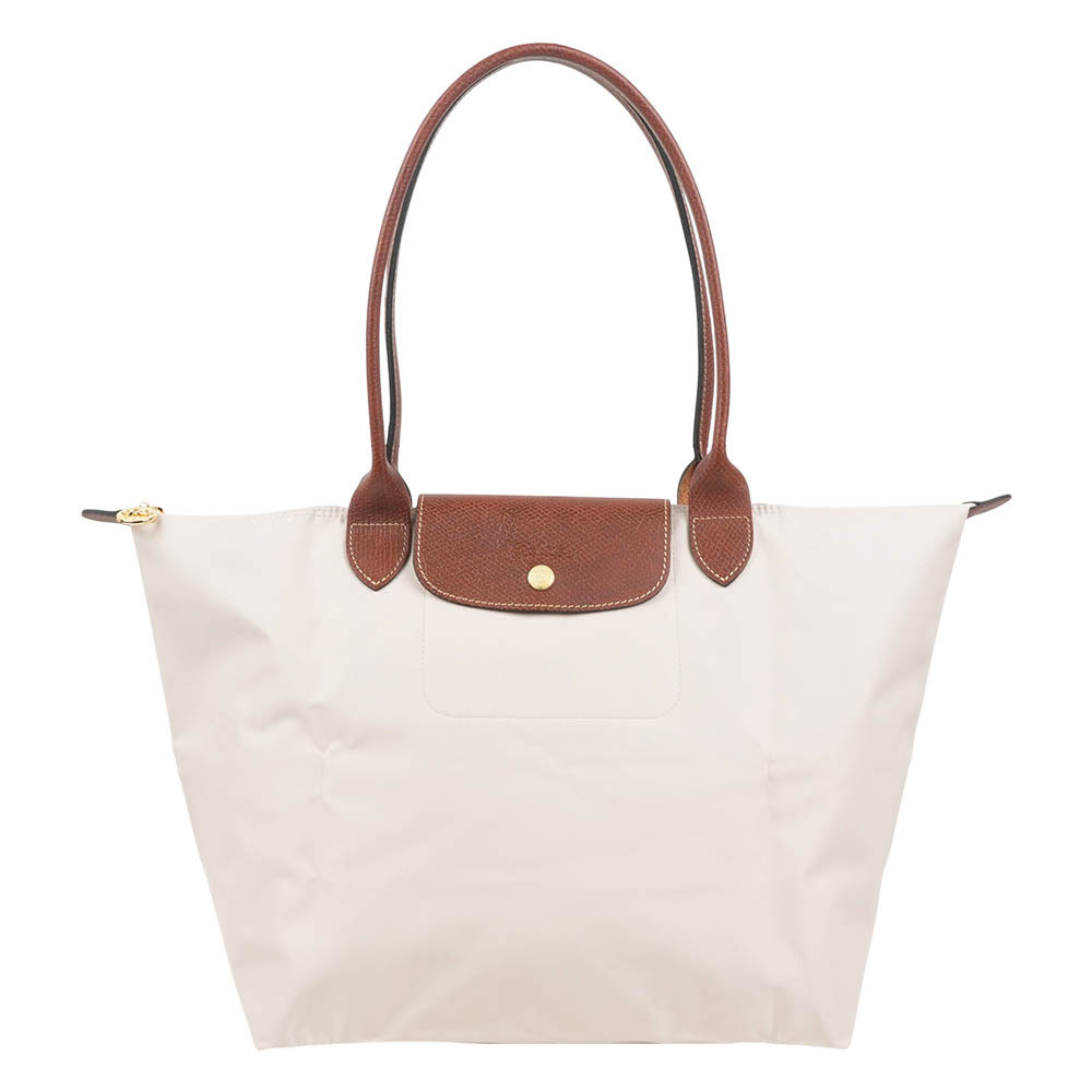 【Longchamp】L號長把LE PLIAGE摺疊水餃包(紙白色)