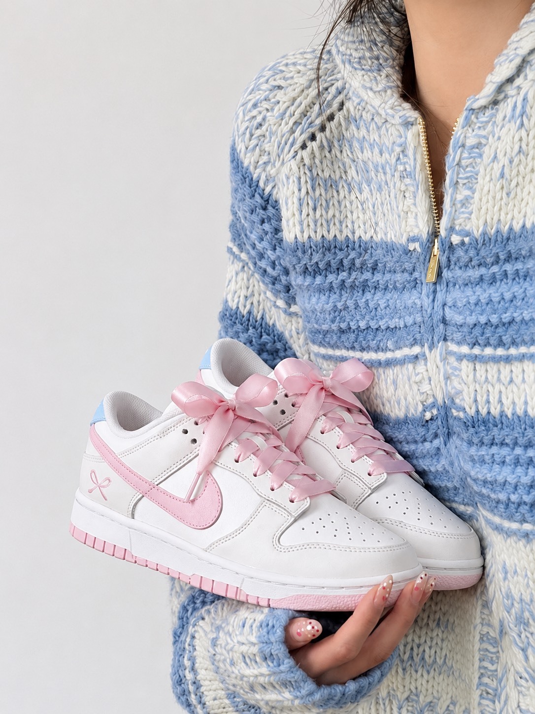 【限量訂製款】NIKE DUNK 夢幻粉 緞帶 蝴蝶結
