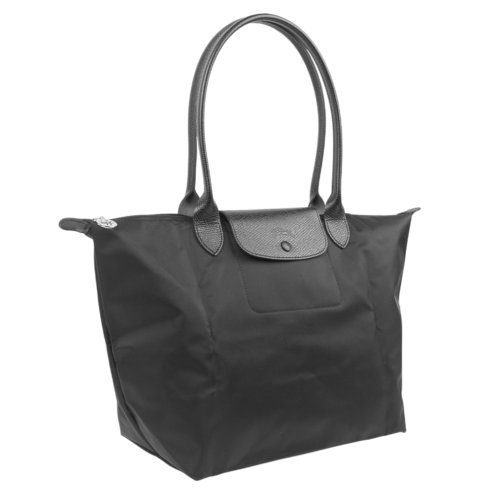 【Longchamp】L號長把Le Pliage One 摺疊水餃包(黑色)