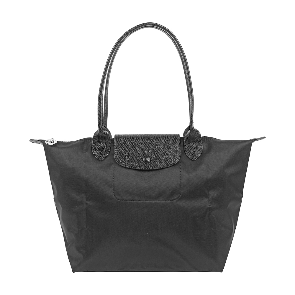 【Longchamp】M號長把Le Pliage One 摺疊水餃包(黑色)