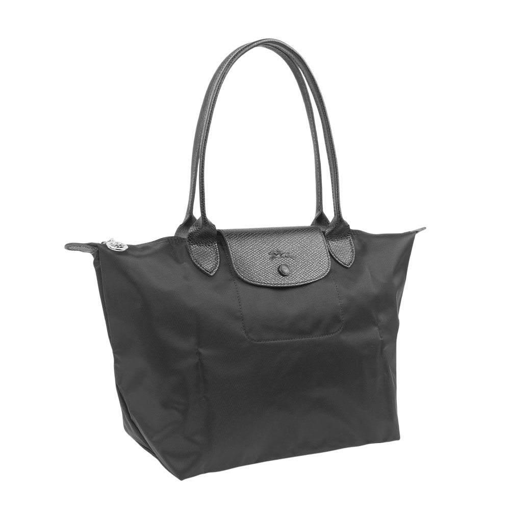 【Longchamp】M號長把Le Pliage One 摺疊水餃包(黑色)