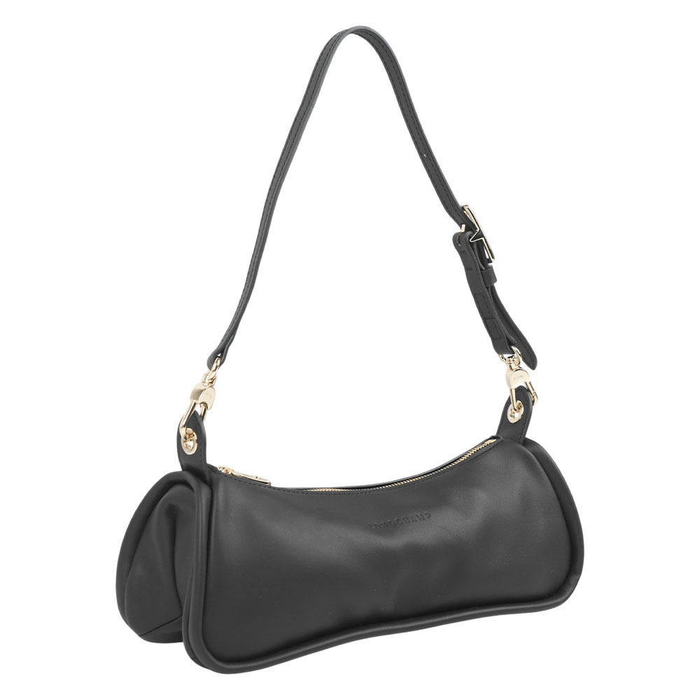 【Longchamp】Looong M 牛皮法棍肩背包(黑色)