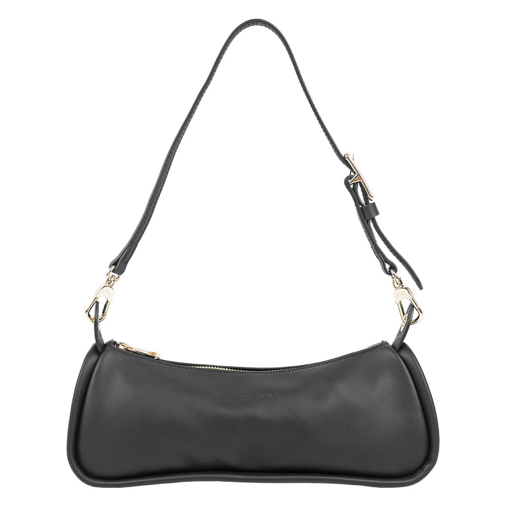 【Longchamp】Looong M 牛皮法棍肩背包(黑色)