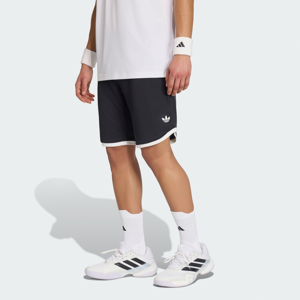 男款 ADIDAS TENNIS CLASSICS SHORTS 黑色 撞色 涼爽 三葉草 網球 運動 短褲【KY8884】