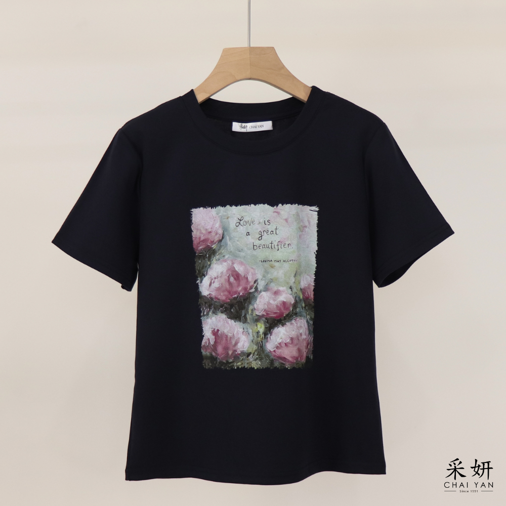 休閒印花短袖上衣