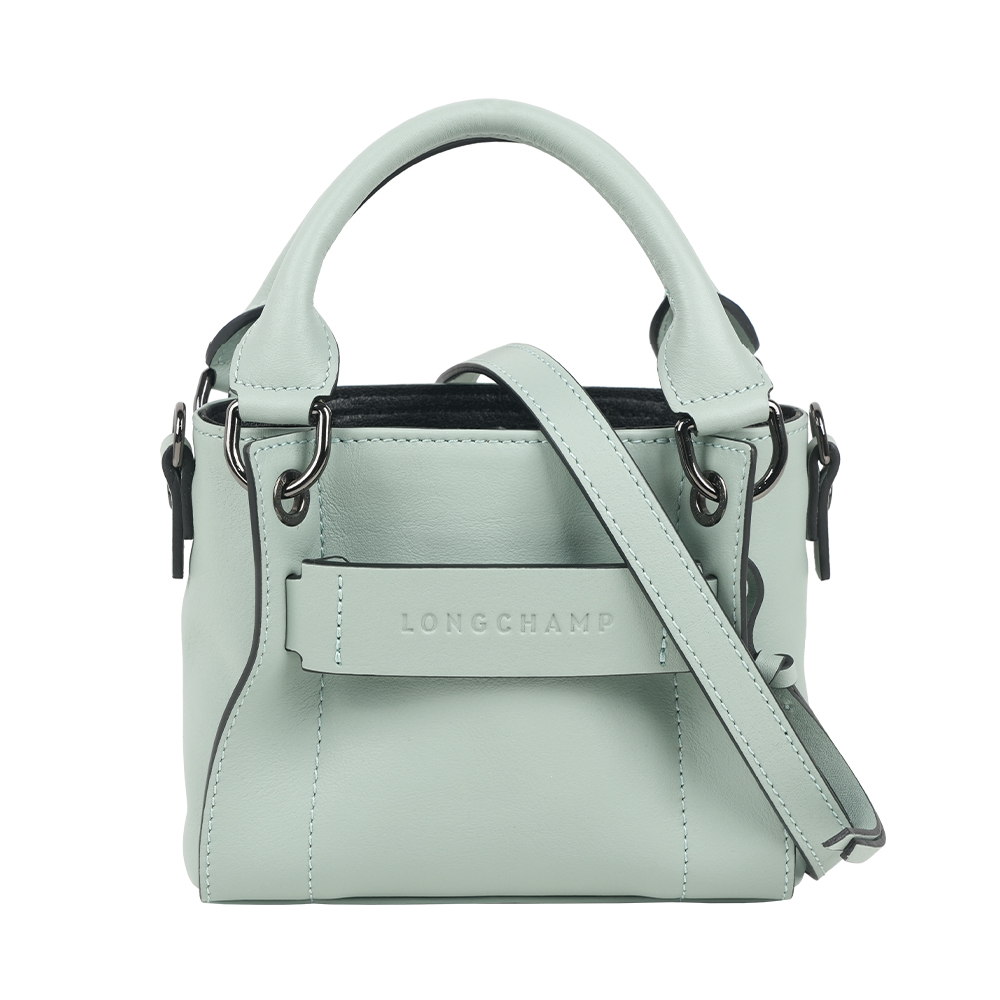 【Longchamp】3D XS Logo 壓印小牛皮迷你二用包(馬鞭草綠)
