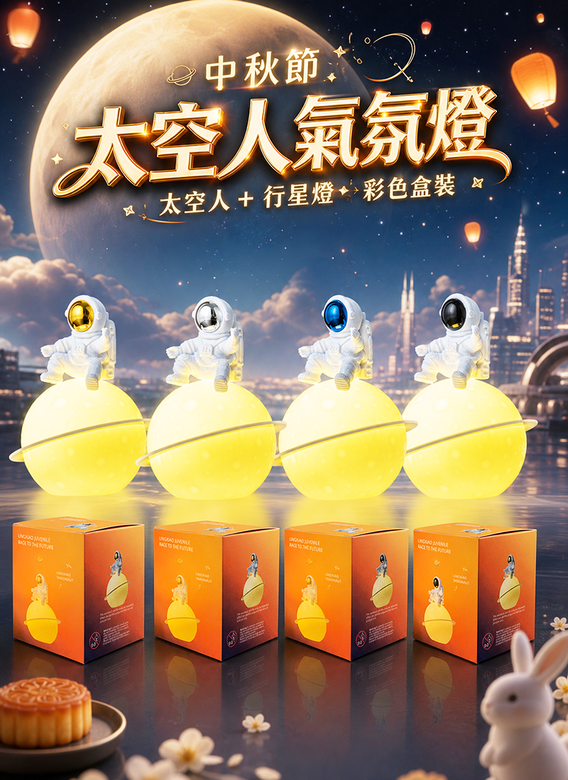 中秋節 太空人氣氛燈 太空人+行星燈 彩色盒裝 AUT2626