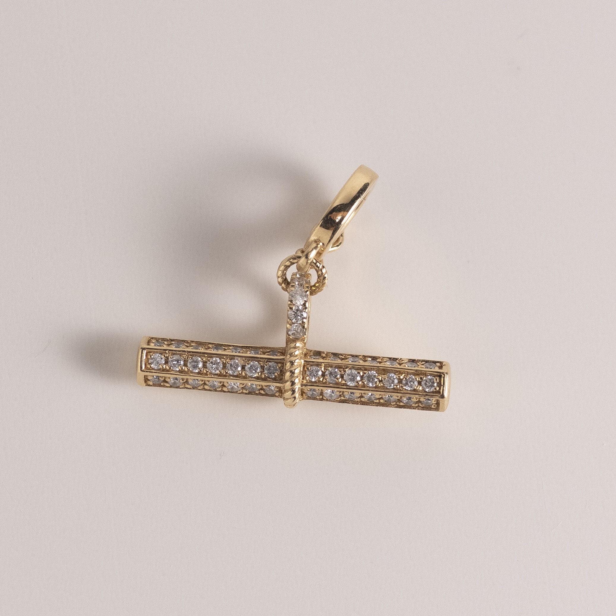 18K 迷你T bar 鑽石吊墜